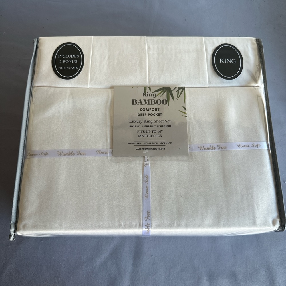 BAMBOO Cream Luxury King Sheet Set